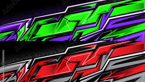 cars decals vibrant abstract design, dynamic colorful graphic vinyl wraps. Stripe sticker for cars, bikes, skate board 