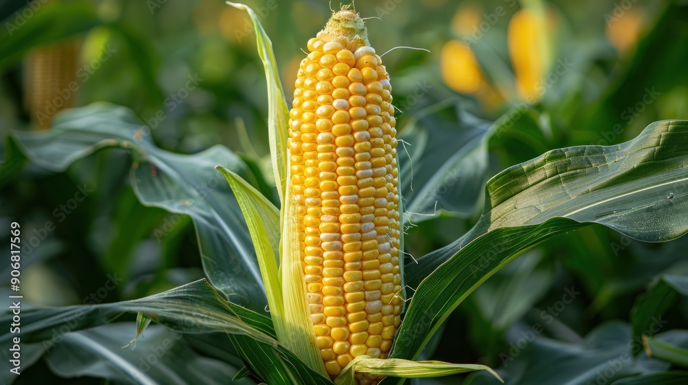 Obraz premium Closeup of a Corn Ear in a Field