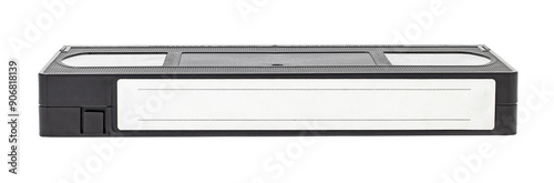vhs analog videocassette tape, retro, isolated on white background with clipping path .