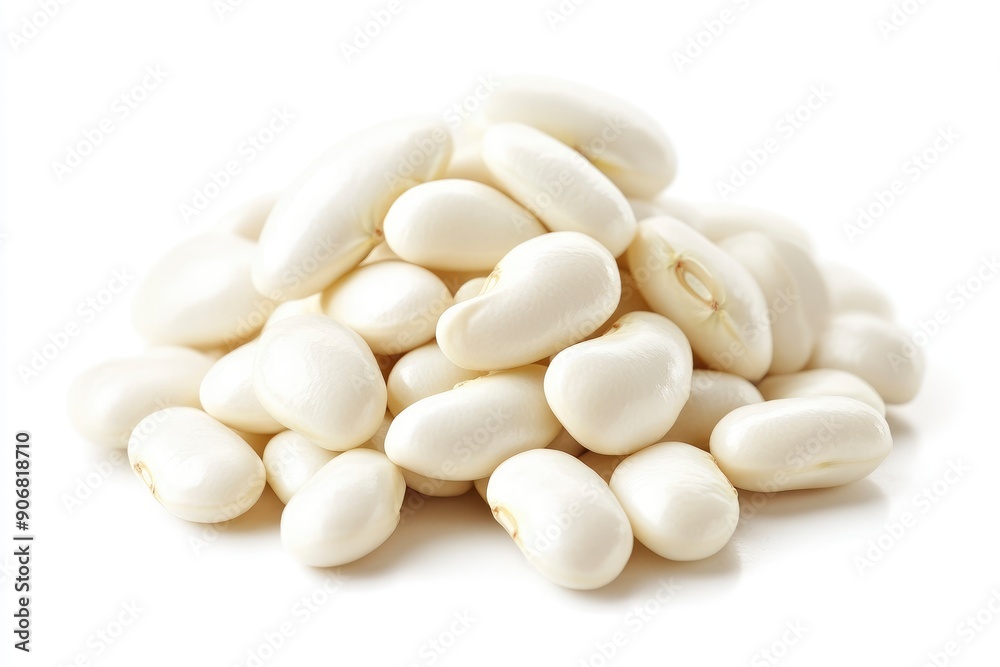 white Kidney beans, isolated on white background, full depth of field, ai white Kidney beans, isolated on white background, full depth of field, ai