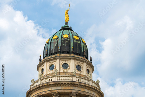 Detail of copula of Franzosischer Dom at Gendarmenmarkt square, Mitte, Berlin, Germany, Europe