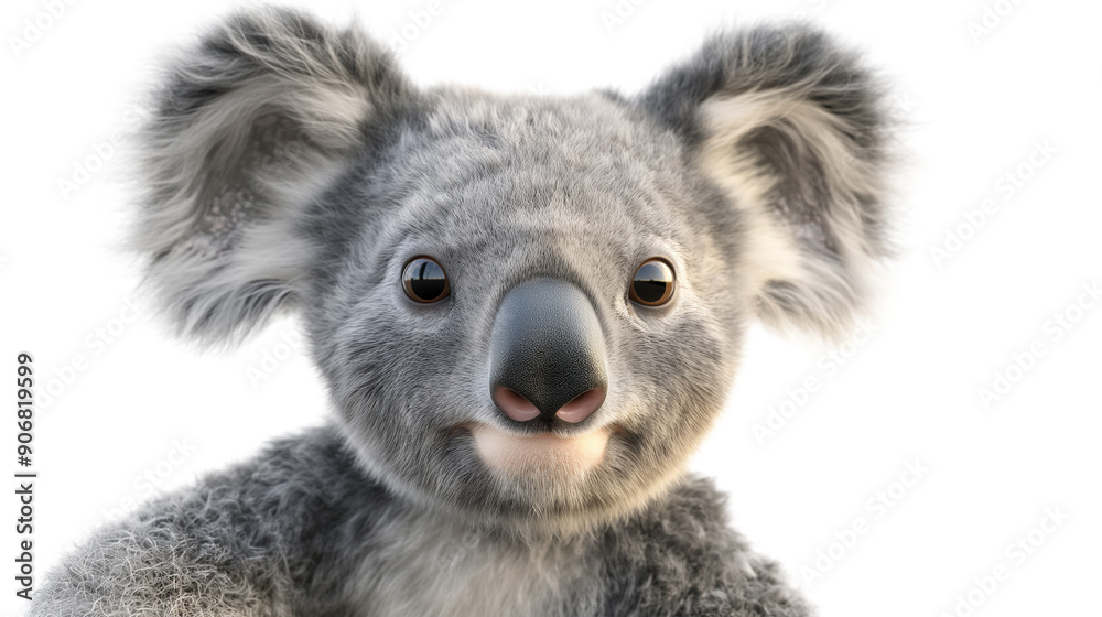 A cartoon koala is hugging a tree branch isolated on a transparent background A cartoon koala is hugging a tree branch isolated on a transparent background