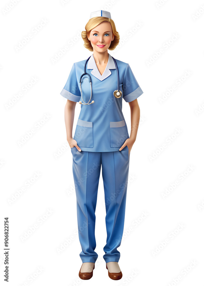 cute cartoon 3d rendering, nurse, full body, isolated on a transparent background cute cartoon 3d rendering, nurse, full body, isolated on a transparent background