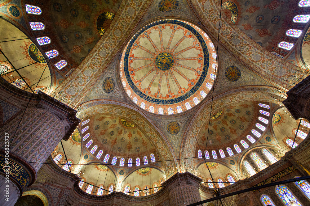 Ceiling, Interior, Blue Mosque (Sultan Ahmed Mosque), 1609, UNESCO World Heritage Site, Sultanahmet, Istanbul, Turkey, Europe Ceiling, Interior, Blue Mosque (Sultan Ahmed Mosque), 1609, UNESCO World Heritage Site, Sultanahmet, Istanbul, Turkey, Europe