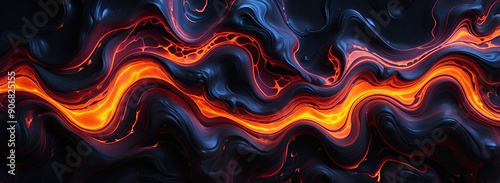 Lava hot flow flame texture, liquid black red inferno background