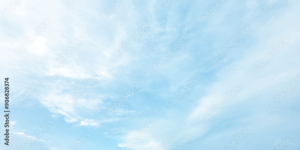 Fototapeta premium sunny sky blue light watercolor background. Aquarelle painting brush effect card paper textured canvas cloudy smoke space for text, entertaining card, template. aquamarine color graphics illustration