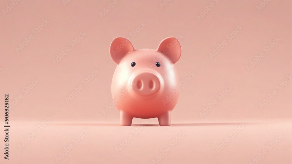 3D rendering pink piggy bank pig standing plain 3D illustration 3D rendering pink piggy bank pig standing plain 3D illustration