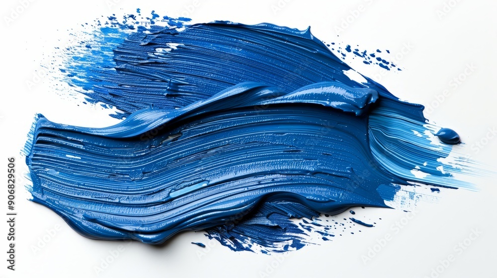 Vibrant blue paint stroke texture swatch on white background Vibrant blue paint stroke texture swatch on white background