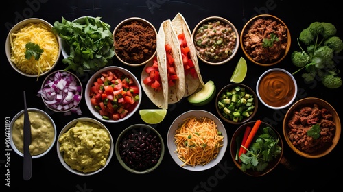 Wallpaper Mural Illustration of a delicious, nutritious taco buffet Torontodigital.ca