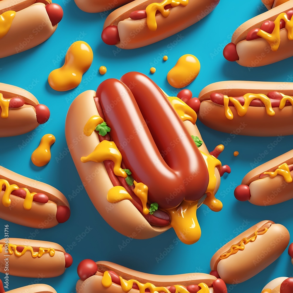 3d rendering of hotdog melting Generative Ai 3d rendering of hotdog melting Generative Ai