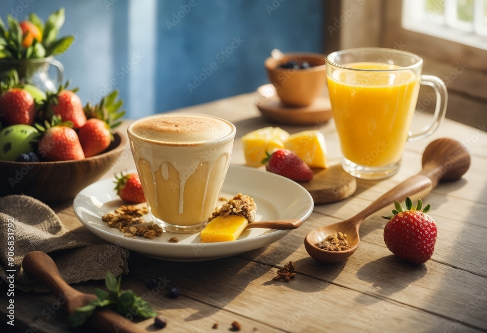 breakfast with coffee and croissant breakfast with coffee and croissant