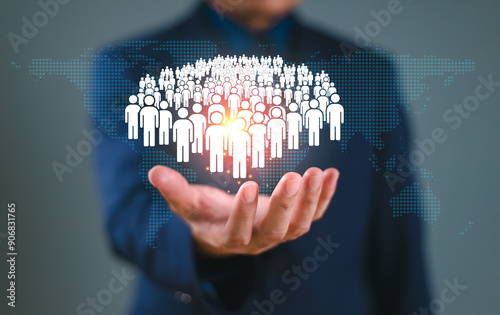 Population decline crisis concept. Increase birth rate, fertility rate and population decrease control. Demography statistics, family members with children, parent and old people ratio in big city.