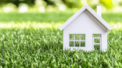 Wallpaper Mural Small White House Model Sitting on Lush Green Grass During Daylight Torontodigital.ca