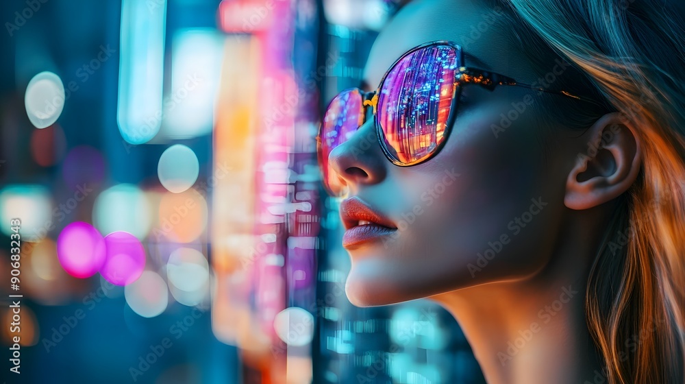 Futuristic Woman Navigating Holographic Landscapes for Personalized Marketing Strategies Futuristic Woman Navigating Holographic Landscapes for Personalized Marketing Strategies