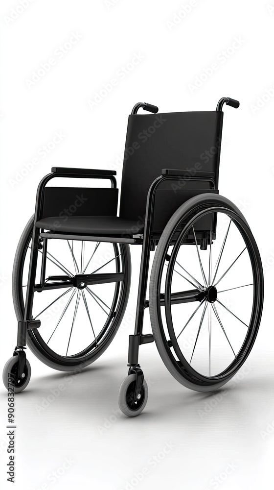 Modern Black Wheelchair on White Background Demonstrating Accessibility Solutions