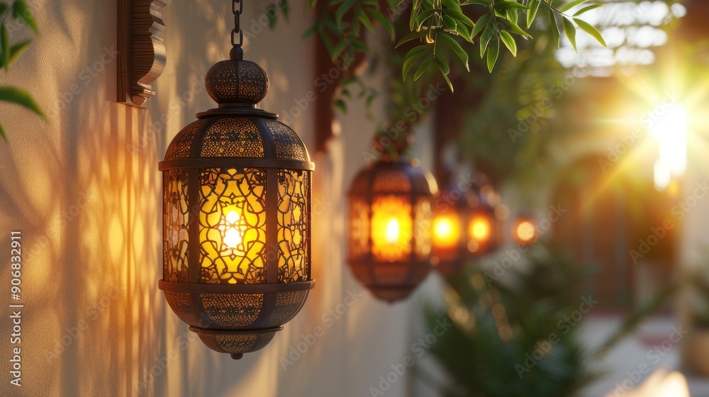 Fototapeta premium Ornate Lanterns Glowing in Warm Light