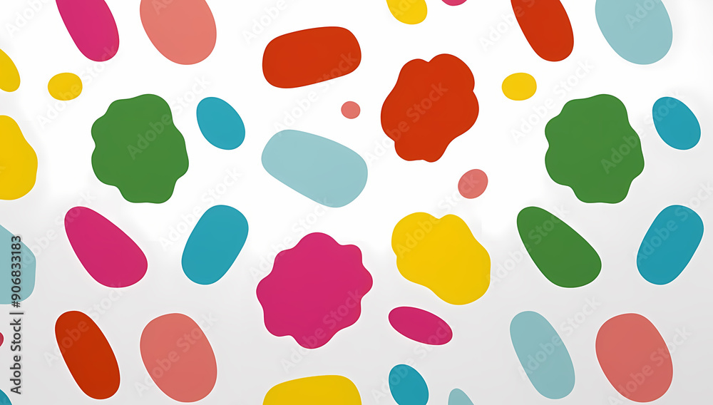 Fototapeta premium Abstract colorful doodle shapes seamless pattern minimalist background
