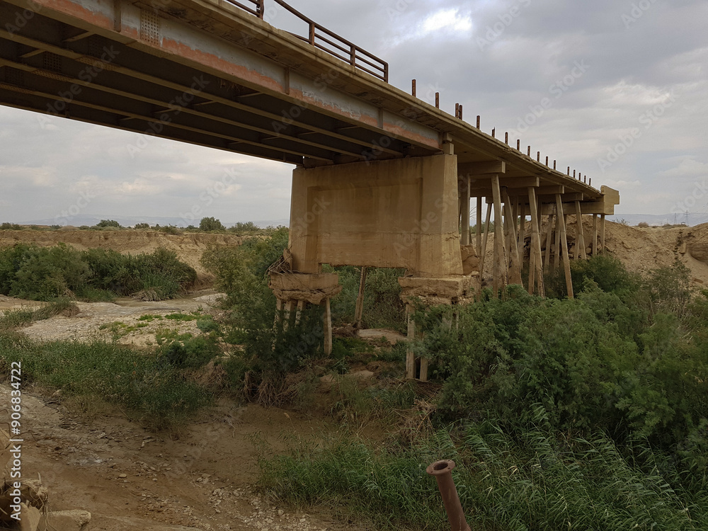 old ruined bridge, Jordan Israel border old ruined bridge, Jordan Israel border