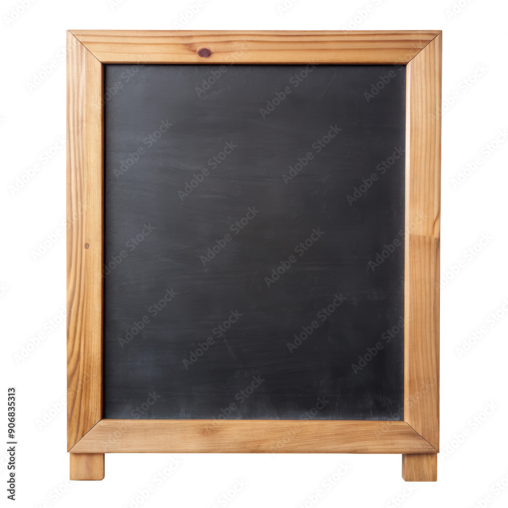 Wood framed chalkboard, featuring a clean surface. Perfect for notes and messages. Ideal for home and office use. Isolated on transparent background, png.