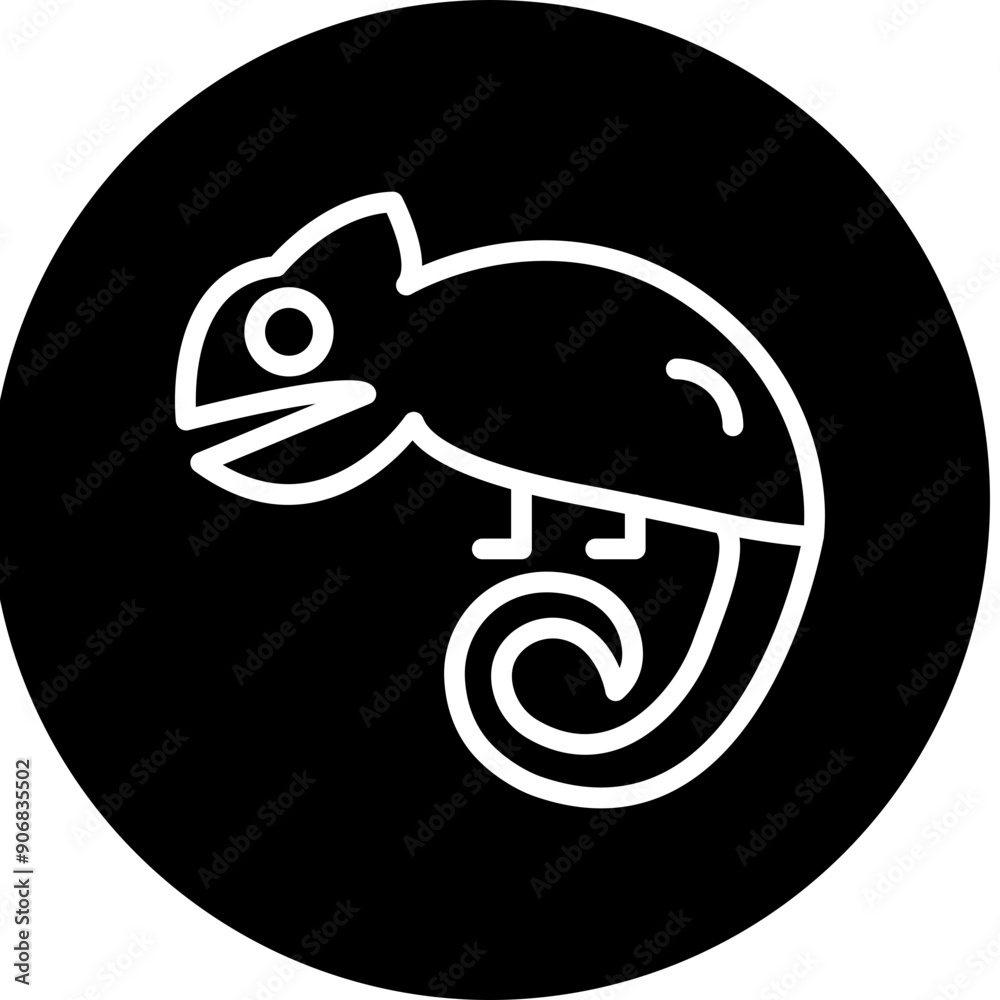 Chameleon Vector Line White Circle Black Chameleon Vector Line White Circle Black