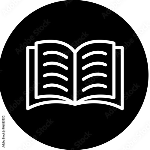 Open book Vector Line White Circle Black