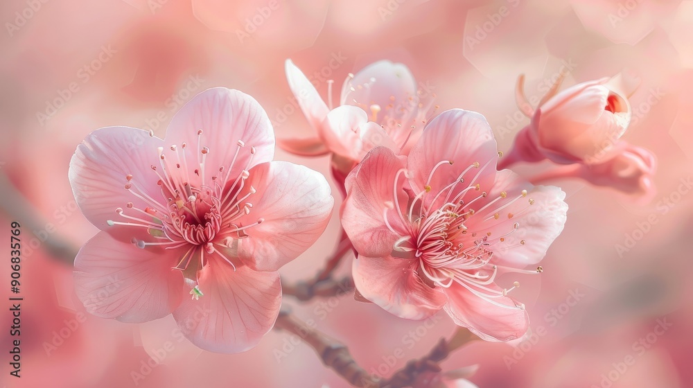 Blurred cherry blossom flowers in bloom during springtime at a serene garden Blurred cherry blossom flowers in bloom during springtime at a serene garden