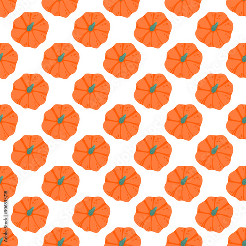 Pumpkins  seamless pattern. Colorful pumpkins on a white background. Autumn design for fabric, paper, cover, interior decor. © _Julia_red