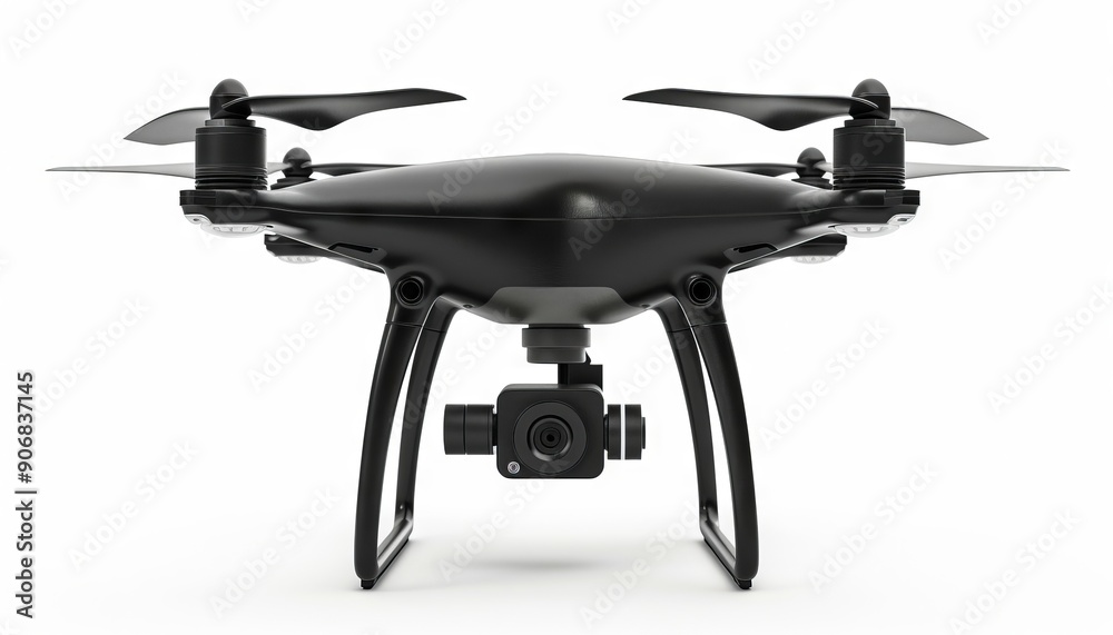 A black drone with a camera attached to it A black drone with a camera attached to it