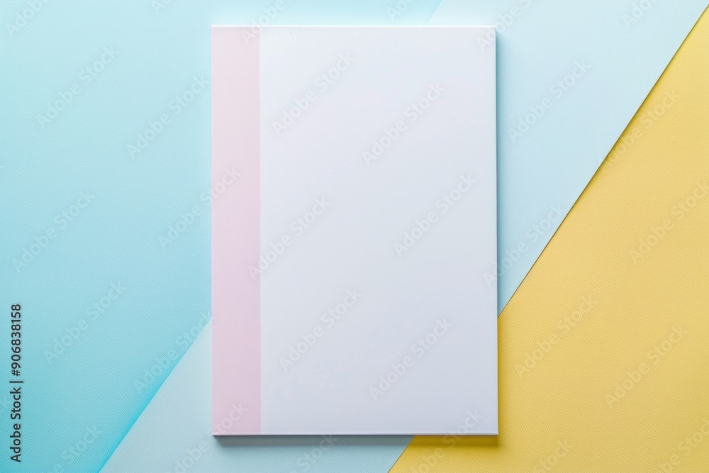 Minimalist plain white blank A4 empty sheet card mockup on retro pastel background Minimalist plain white blank A4 empty sheet card mockup on retro pastel background