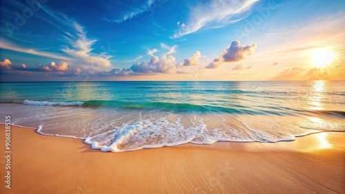 Serene beach with soft liquid hues waves , beach, serene, waves, soft, liquid, ocean, tranquil, calming, peace, paradise