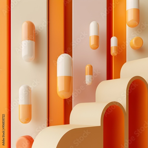 Minimalist Visual Representation of Chloramphenicol Antibiotic Therapy for Bacterial Infections photo