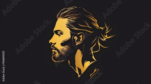 Logo for man  hair beauty studio.  Beard man haircut logo design, Barbershop logo vector. Man silhouette vector illustration icon.