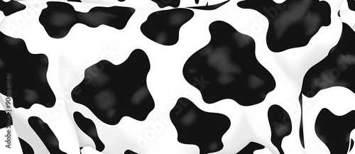 seamless pattern of cow skin, animal print texture, black and white patches background, wallpaper design