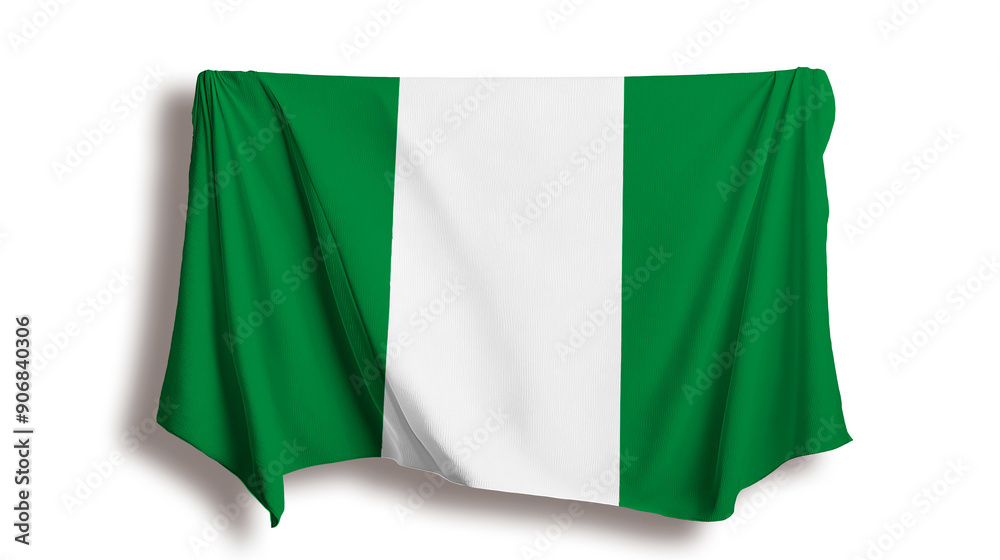 National flag of NIgeria isolated on transparent background. 3d illustration of flag banner National flag of NIgeria isolated on transparent background. 3d illustration of flag banner