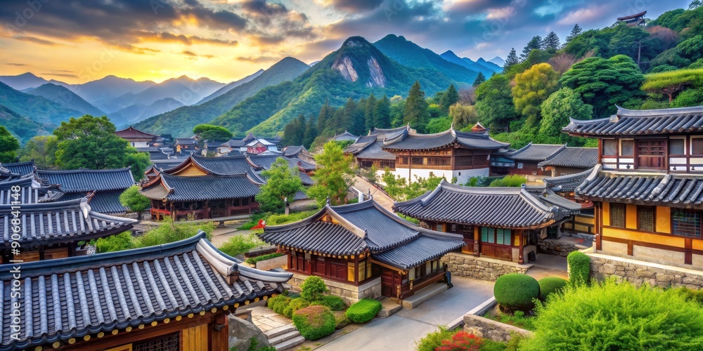 Aerial View of Traditional Chinese Architecture in Mountainous Landscape, China, Asian Architecture, Temple, Landscape , China Aerial View of Traditional Chinese Architecture in Mountainous Landscape, China, Asian Architecture, Temple, Landscape , China