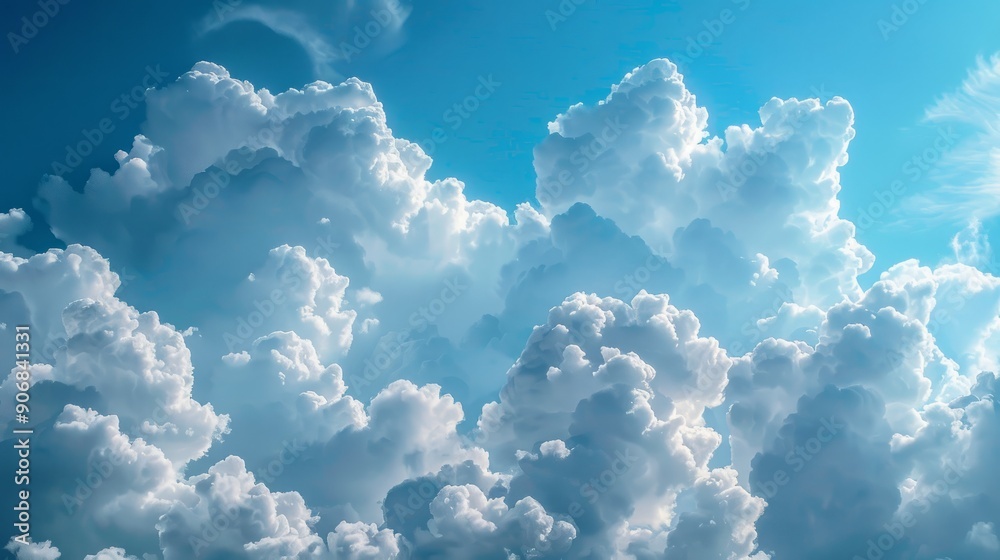 Fluffy white clouds against clear blue sky in daylight Fluffy white clouds against clear blue sky in daylight
