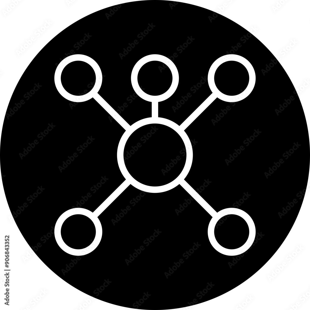 Mind Map Vector Line White Circle Black Mind Map Vector Line White Circle Black