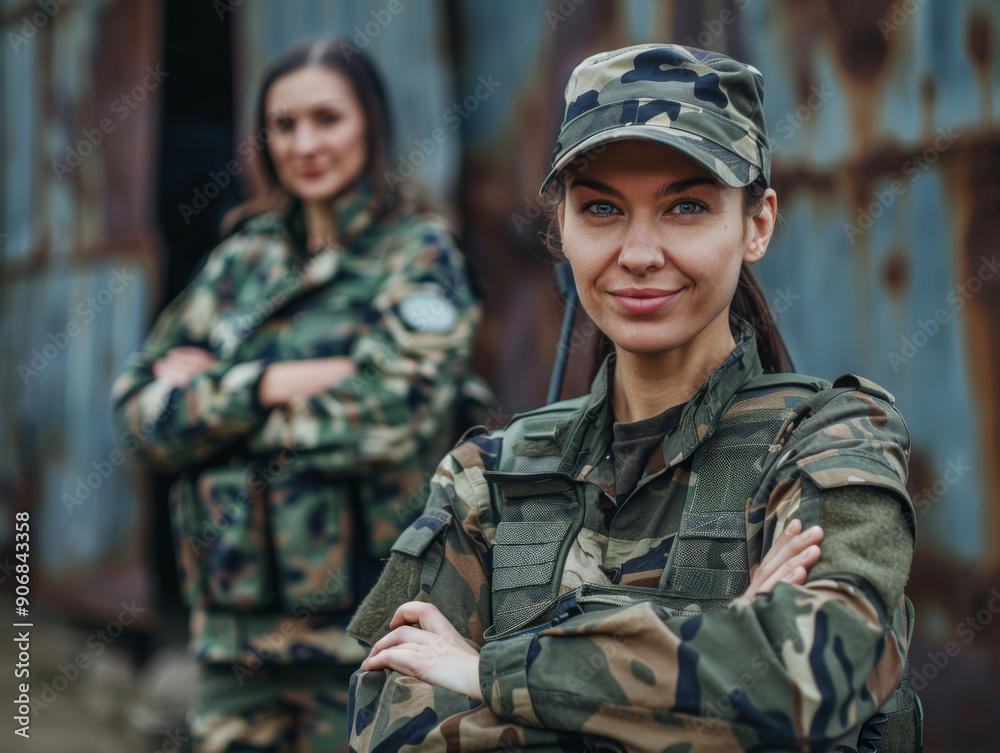 Two women in military uniforms stand next to each other Two women in military uniforms stand next to each other