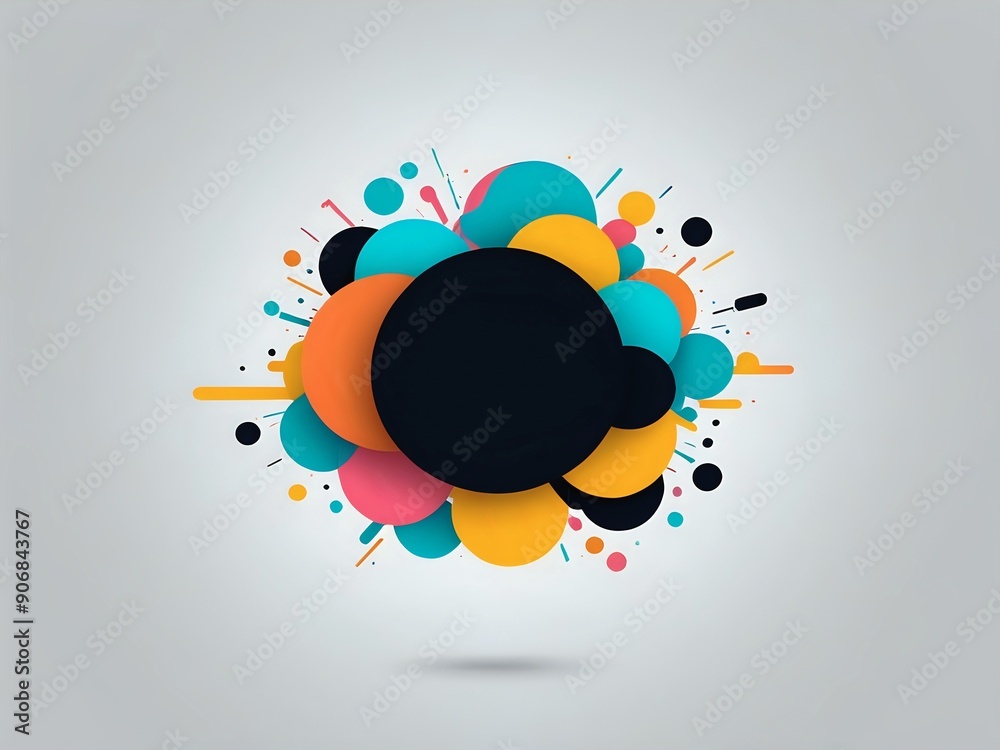 Abstract colorful circles design with a large black circle in the center. Abstract colorful circles design with a large black circle in the center.