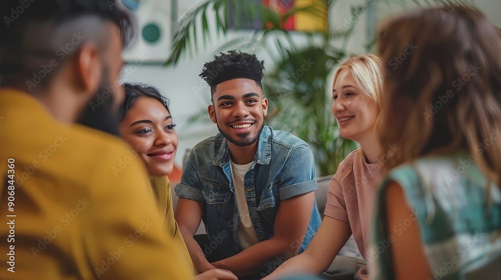 A diverse group of friends enjoys a lively conversation in a sunny autumn park. A diverse group of friends enjoys a lively conversation in a sunny autumn park.