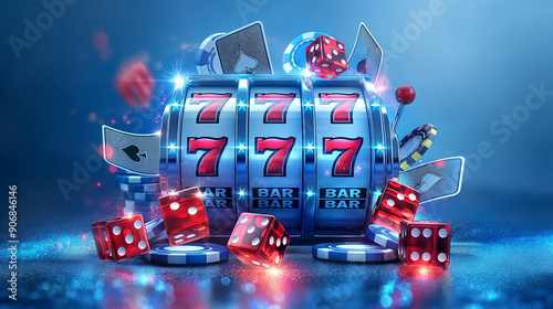 The Big win slots machine 777 casinos with chip poker, Illustration