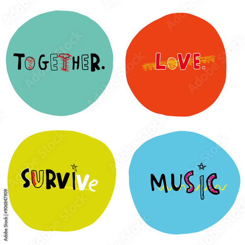 CIRCLES & WORDS COLOR ORGANIC DRAWING