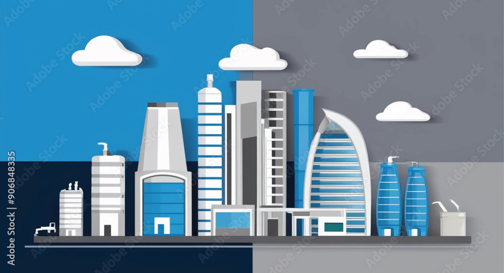 Obraz premium Building Illustration, AI art construction area industries