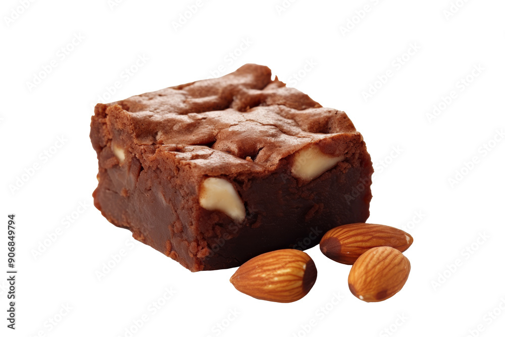 Chocolate brownie almond isolated on transparent background. Chocolate brownie almond isolated on transparent background.