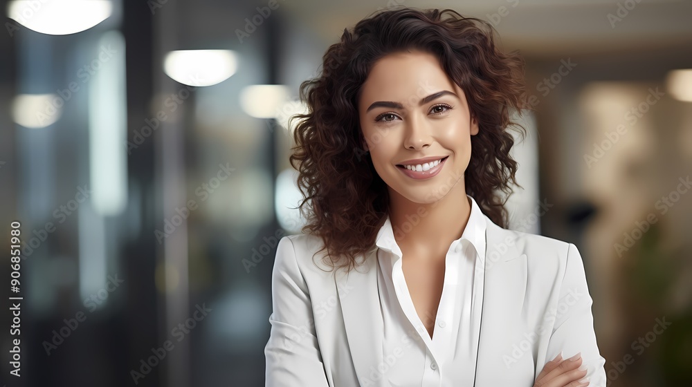 A confident businesswoman in a modern office, ideal for corporate promotional and marketing materials. A confident businesswoman in a modern office, ideal for corporate promotional and marketing materials.