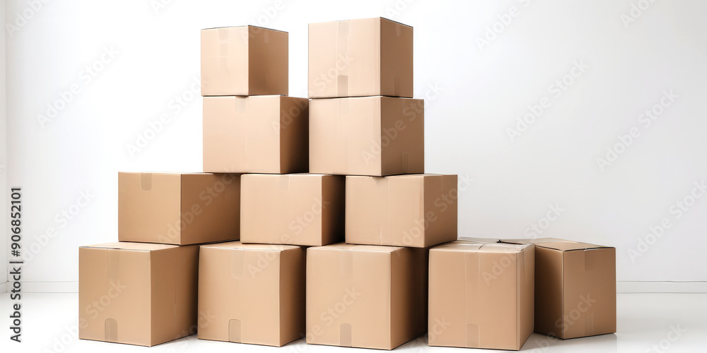 stacks of cardboard boxes on a white background stacks of cardboard boxes on a white background