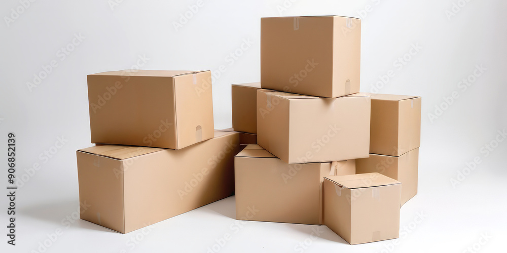 stacks of cardboard boxes on a white background stacks of cardboard boxes on a white background