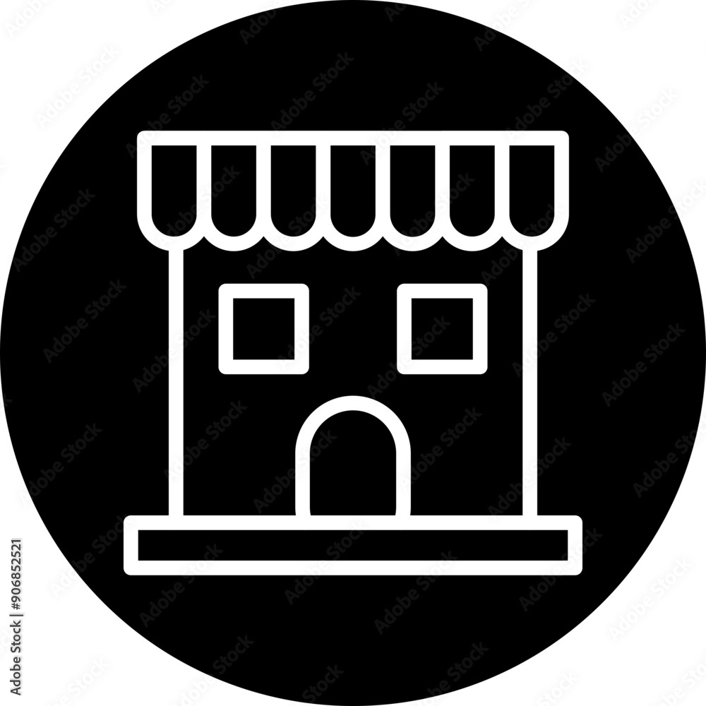 Fototapeta premium Thrift Shop Vector Line White Circle Black