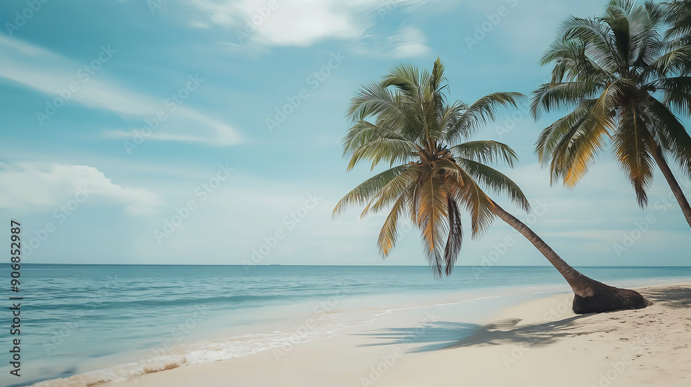 A serene beach with palm trees A serene beach with palm trees