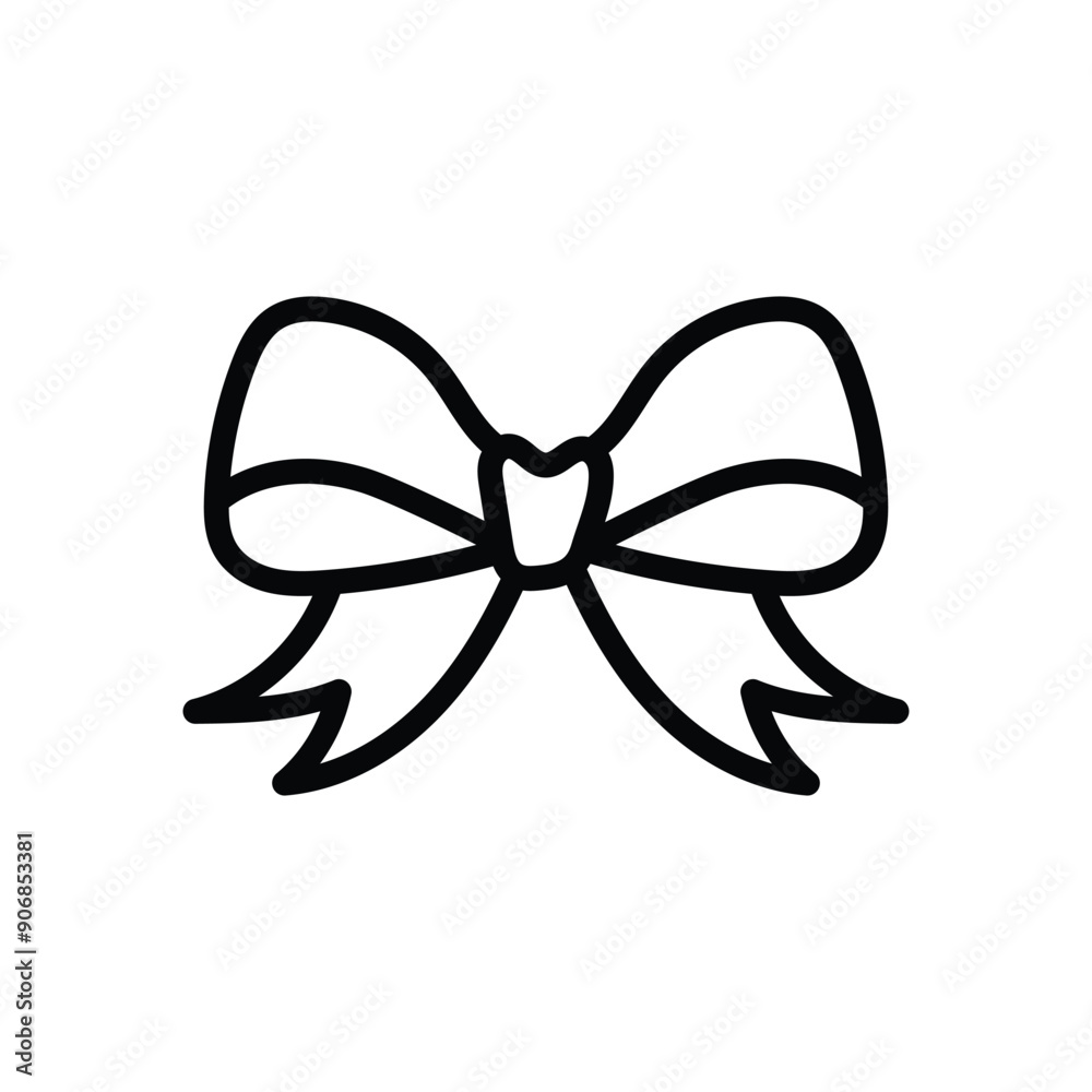 bow with ribbon icon vector design outline style bow with ribbon icon vector design outline style